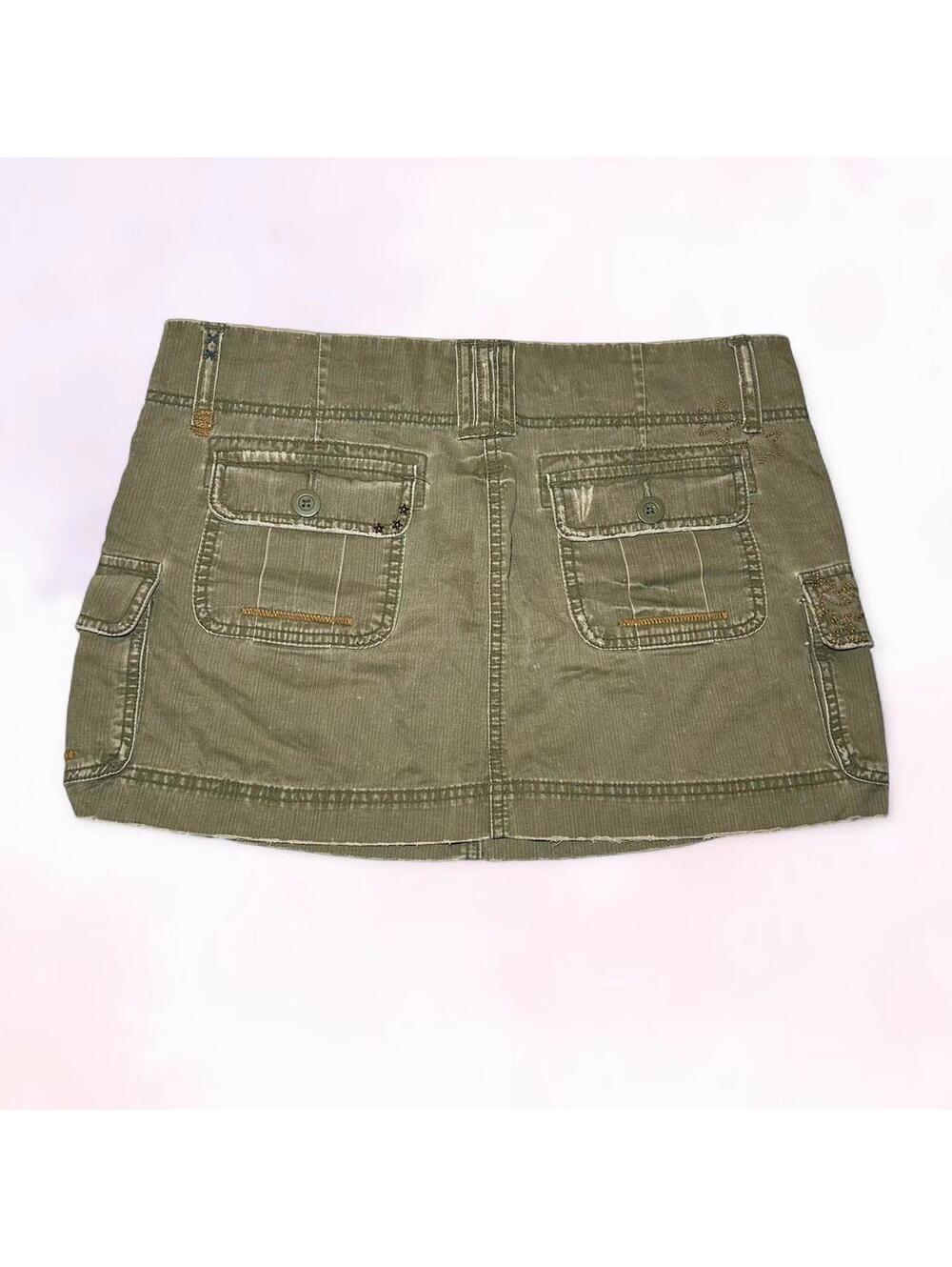 Y2K 2000s Old Navy Green Navy Mini Skirt Size 8 Cute Preppy Indie Sleaze - Picture 4 of 4